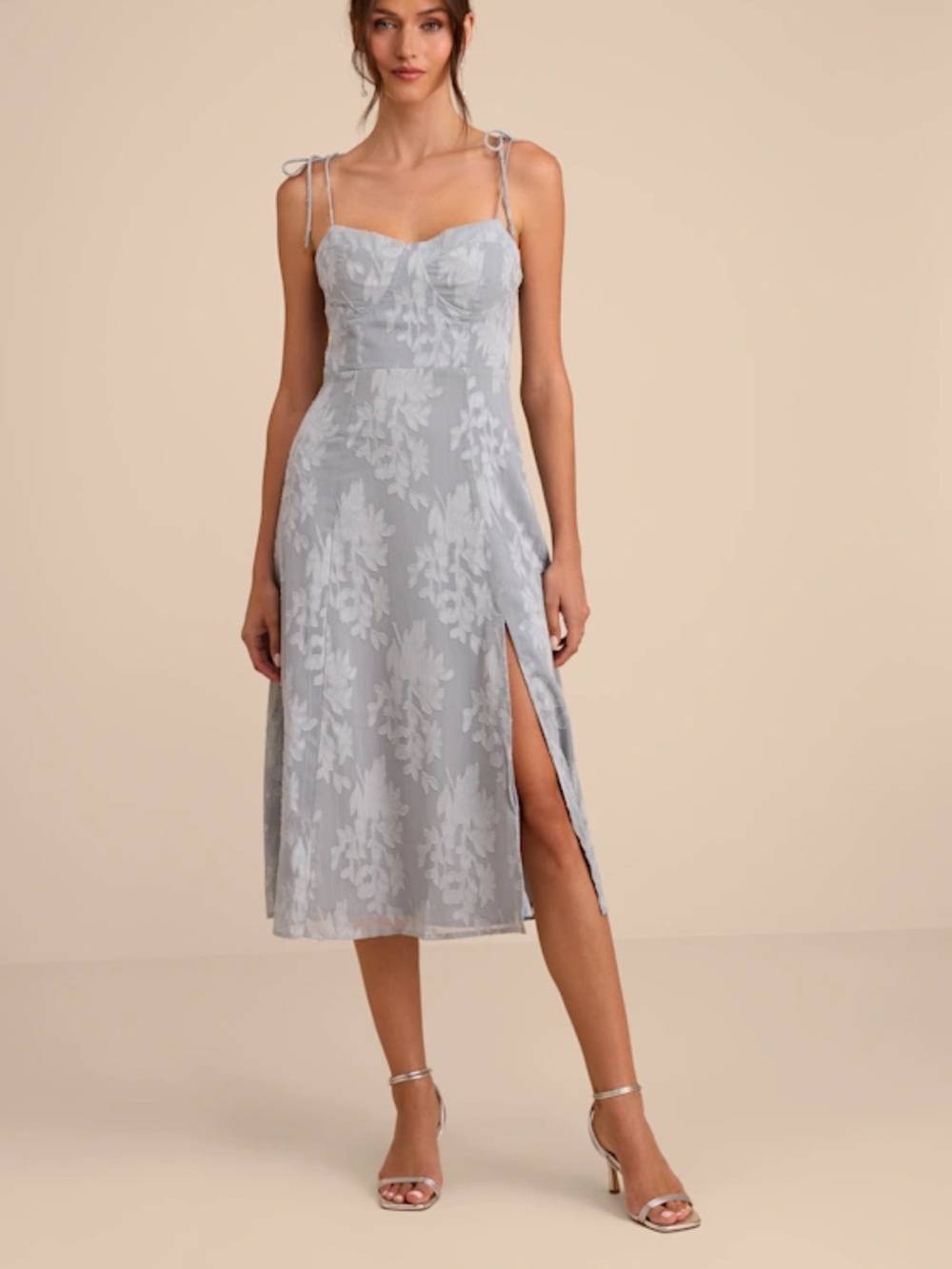 Lulu's Dusty Blue Loveliest Looks Dress